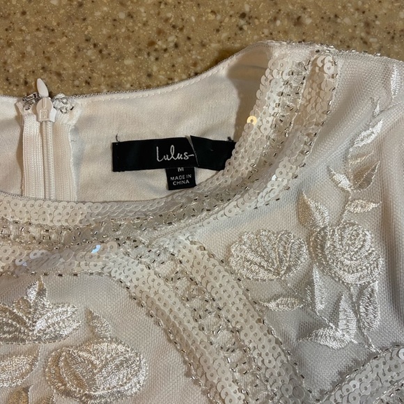 NWOT Lulus Spread Your Shine White Sequin Embroidered Bodycon Dress - Picture 13 of 16